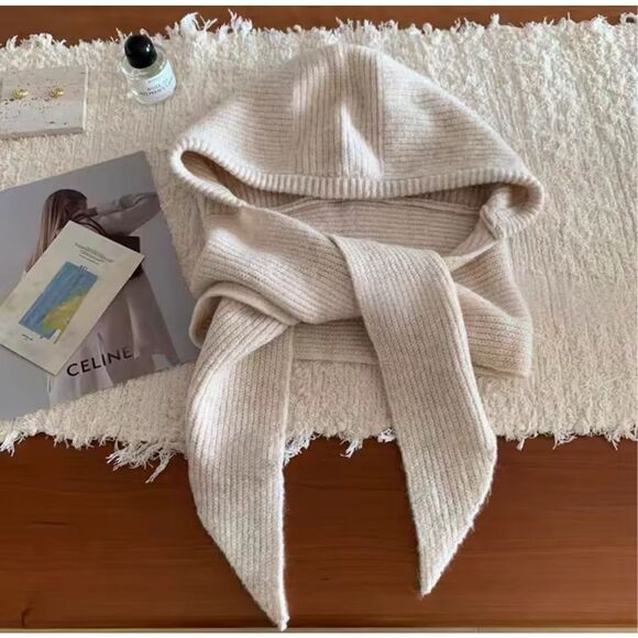 yishangemi Accessories - Knitted Winter Balaclava Thickened One-Piece Scarf Cap Hooded Y2K One Size Cream